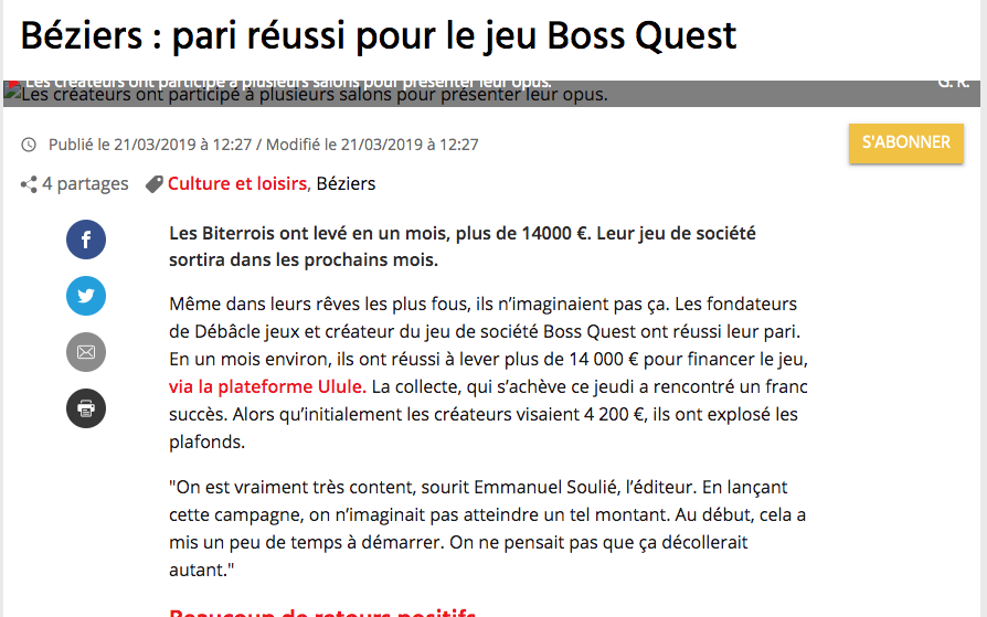 Béziers : pari réussi pour le jeu Boss Quest .